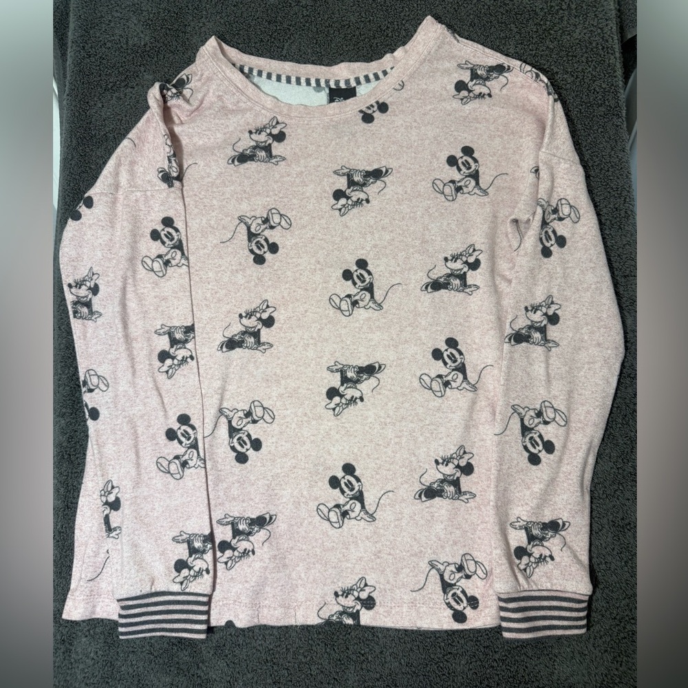 Disney Pink Long Sleeve Shirt with Mickey &‎ Minnie Print- Size XS